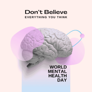 October 10 - World Mental Health Day illustration promoting mental well-being.